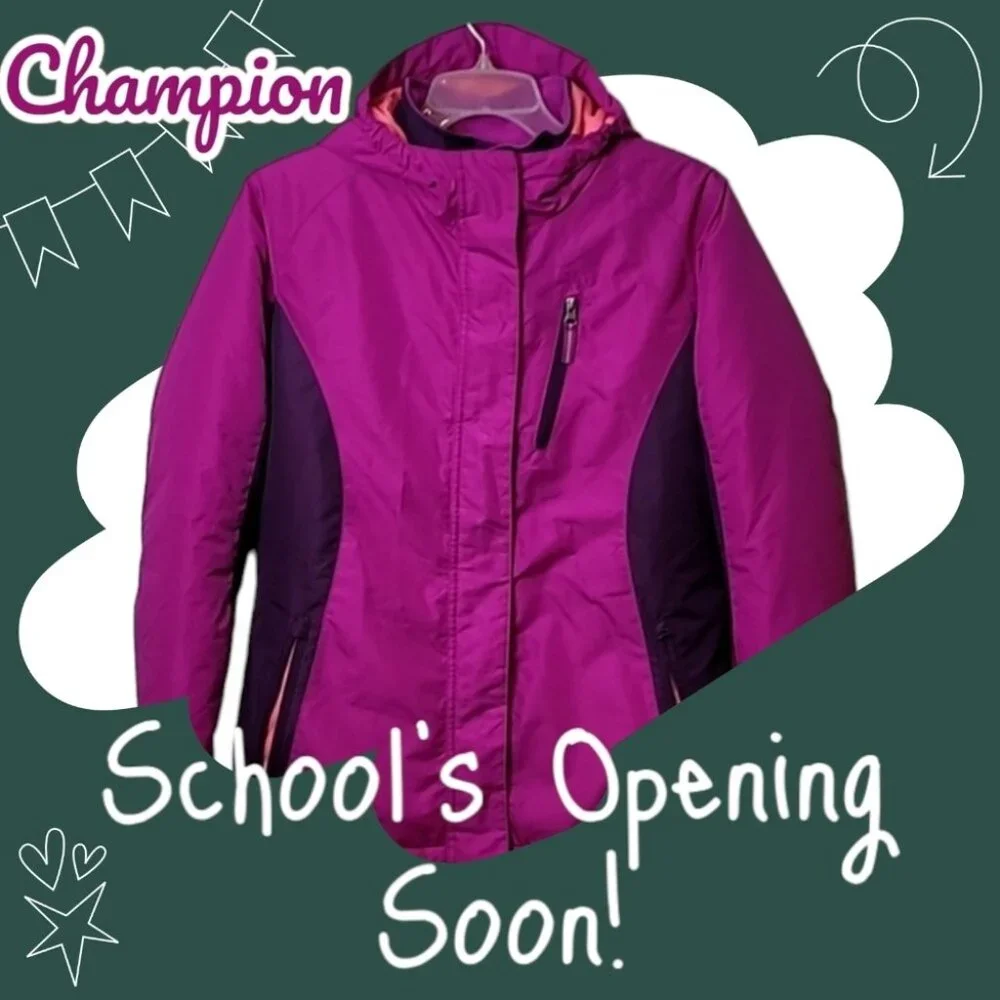 Girls Champion C9 3-in-1 Water & Wind Resistant Jacket/Coat. Pink & Purple XL
